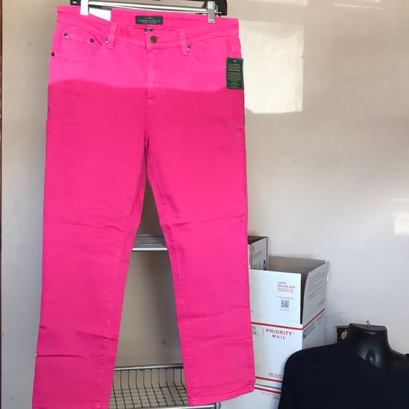 🚨B2G1 New LAUREN JEANS RALPH LAUREN Pink size 10 Crop Jeans - Picture 1 of 10